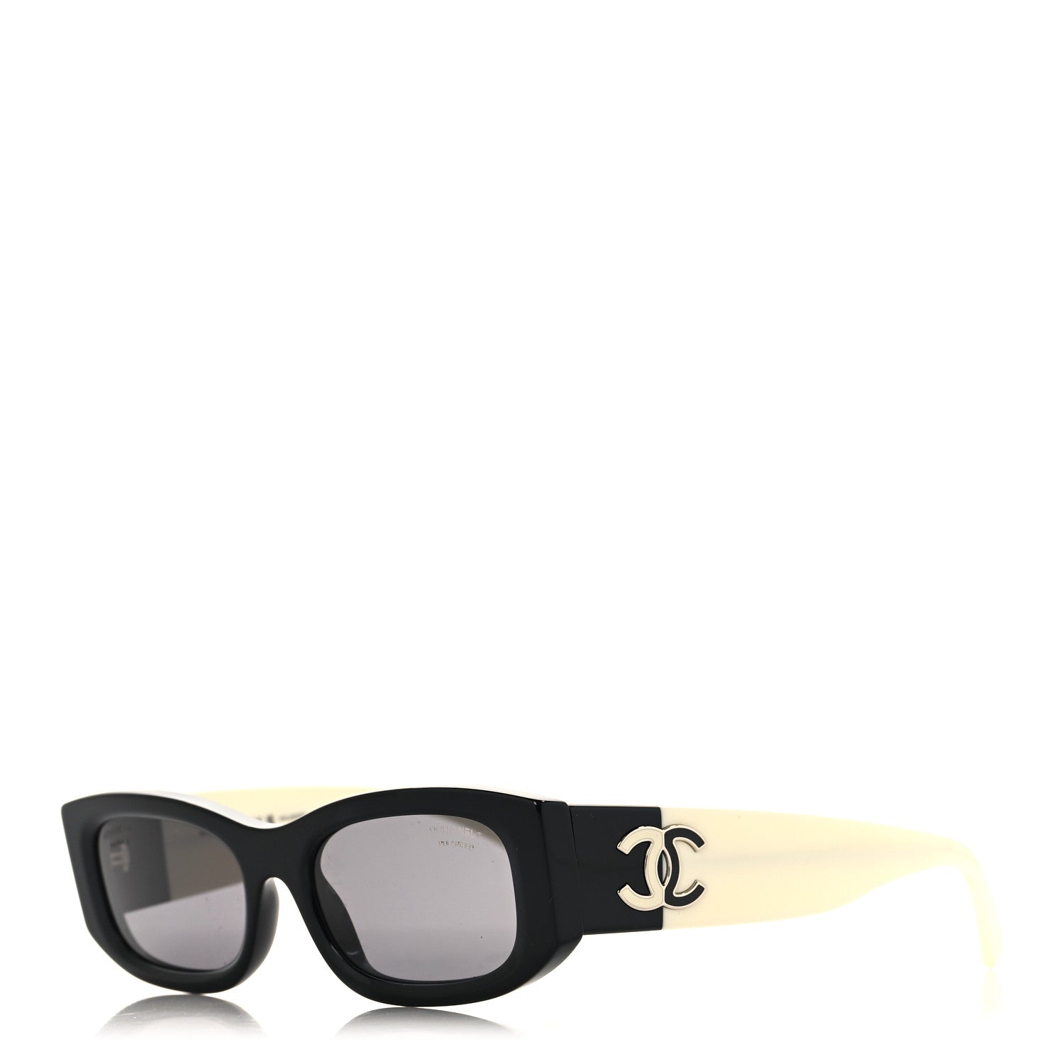 Chanel Acetate Rectangle Sunglasses 5525 Black White 1 of 7