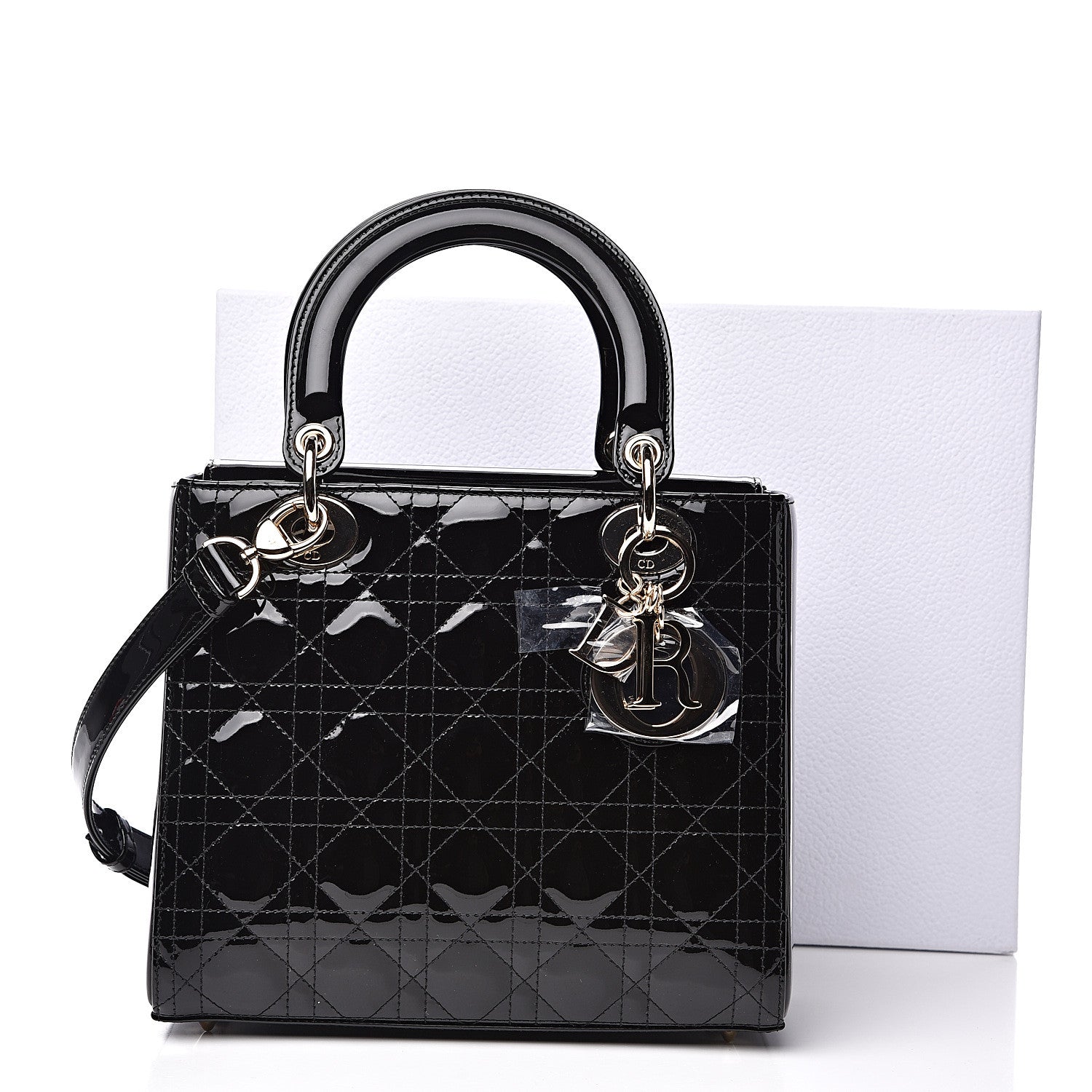 Christian Dior Patent Cannage Medium Lady Dior Black 9 of 9