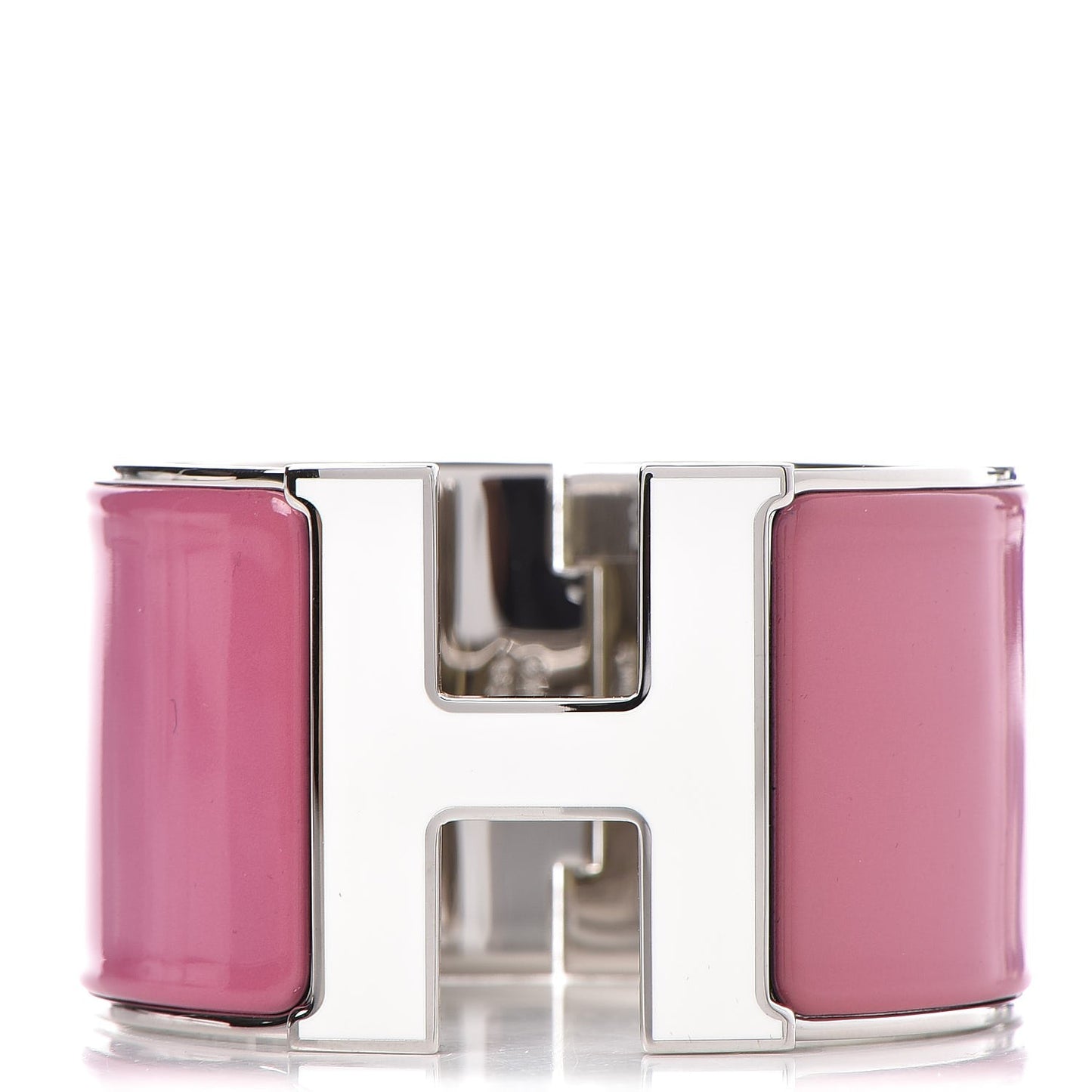 Enamel Extra Wide Clic Clac H Bracelet PM Blanc Rose Velours