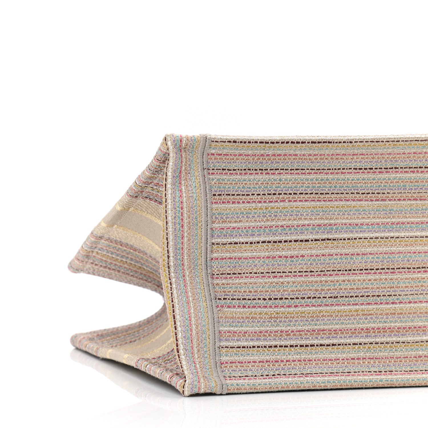 Christian Dior Canvas Embroidered Medium Stripes Book Tote Beige Multicolor 10 of 10