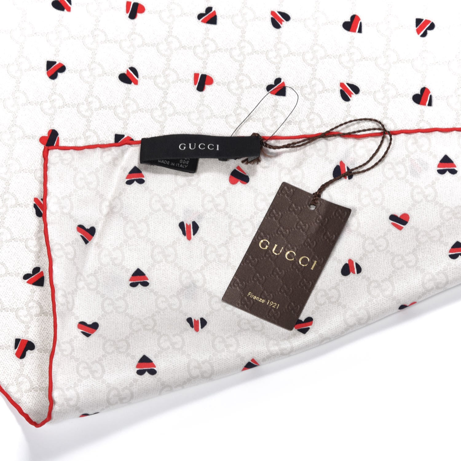 Gucci Silk Monogram Heart Square Scarf White 2 of 3