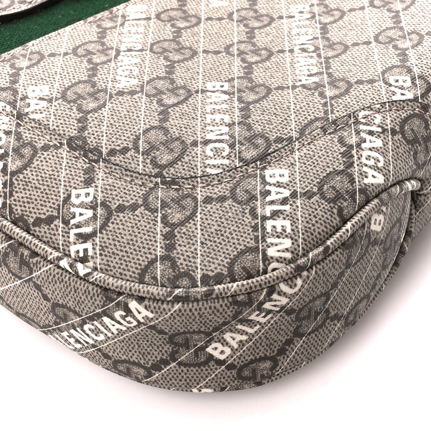 X BALENCIAGA GG Supreme Monogram Striped Logo Print Web Small Jackie 1961 Hobo Beige Ebony Mystic White