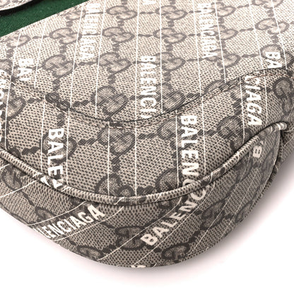 Gucci X BALENCIAGA GG Supreme Monogram Striped Logo Print Web Small Jackie 1961 Hobo Beige Ebony Mystic White 10 of 11