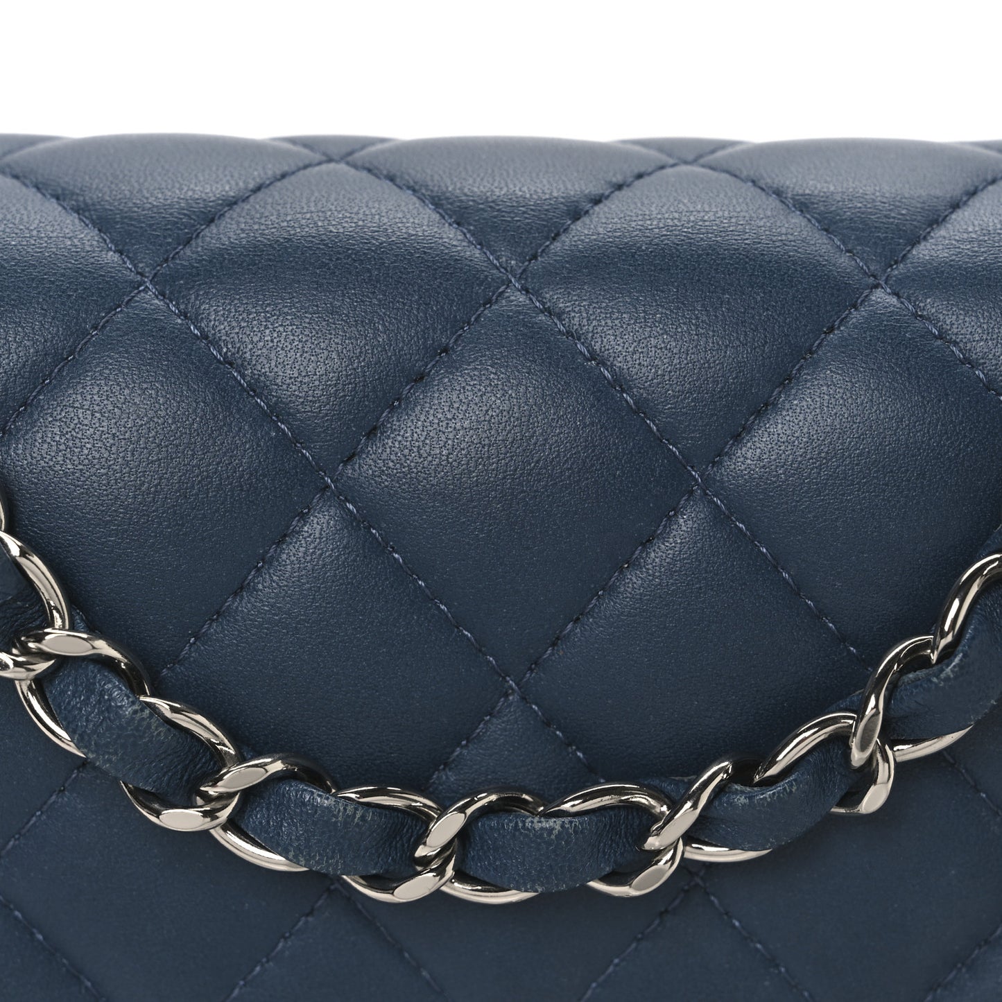 Lambskin Quilted Mini Rectangular Flap Blue