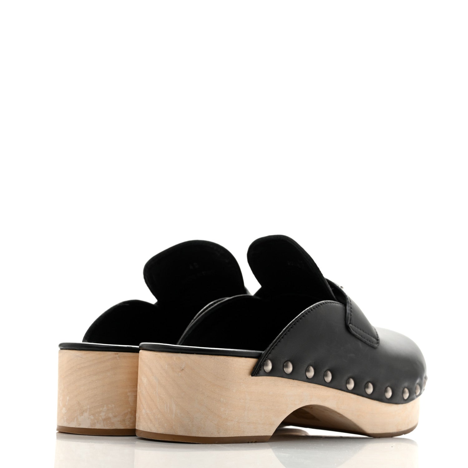Prada Natural Calfskin Metal Triangle Logo 45mm Clogs 40 Black Sabbia 5 of 15