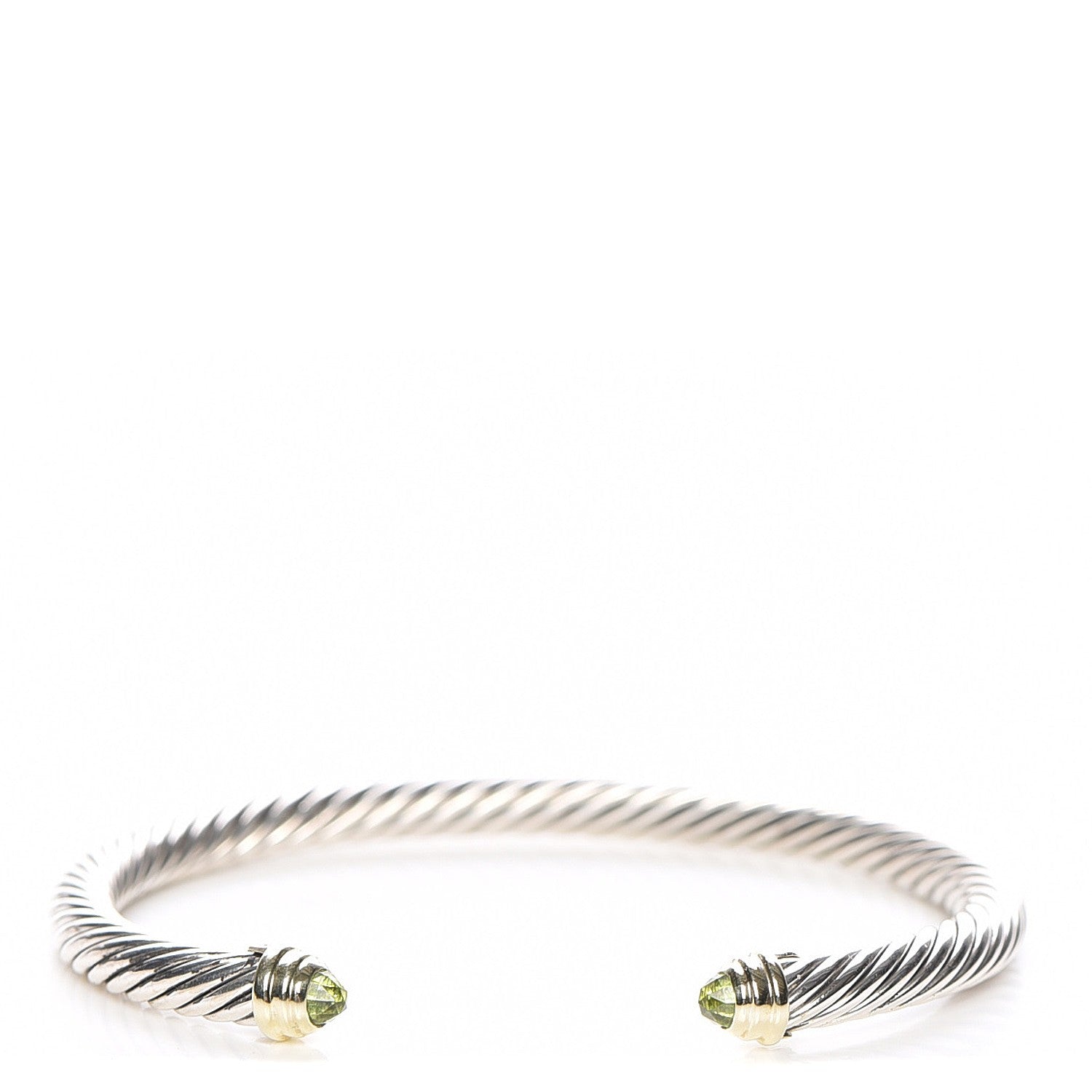 David Yurman Sterling Silver 14K Yellow Gold Peridot 5mm Cable Classics Bracelet 1 of 4