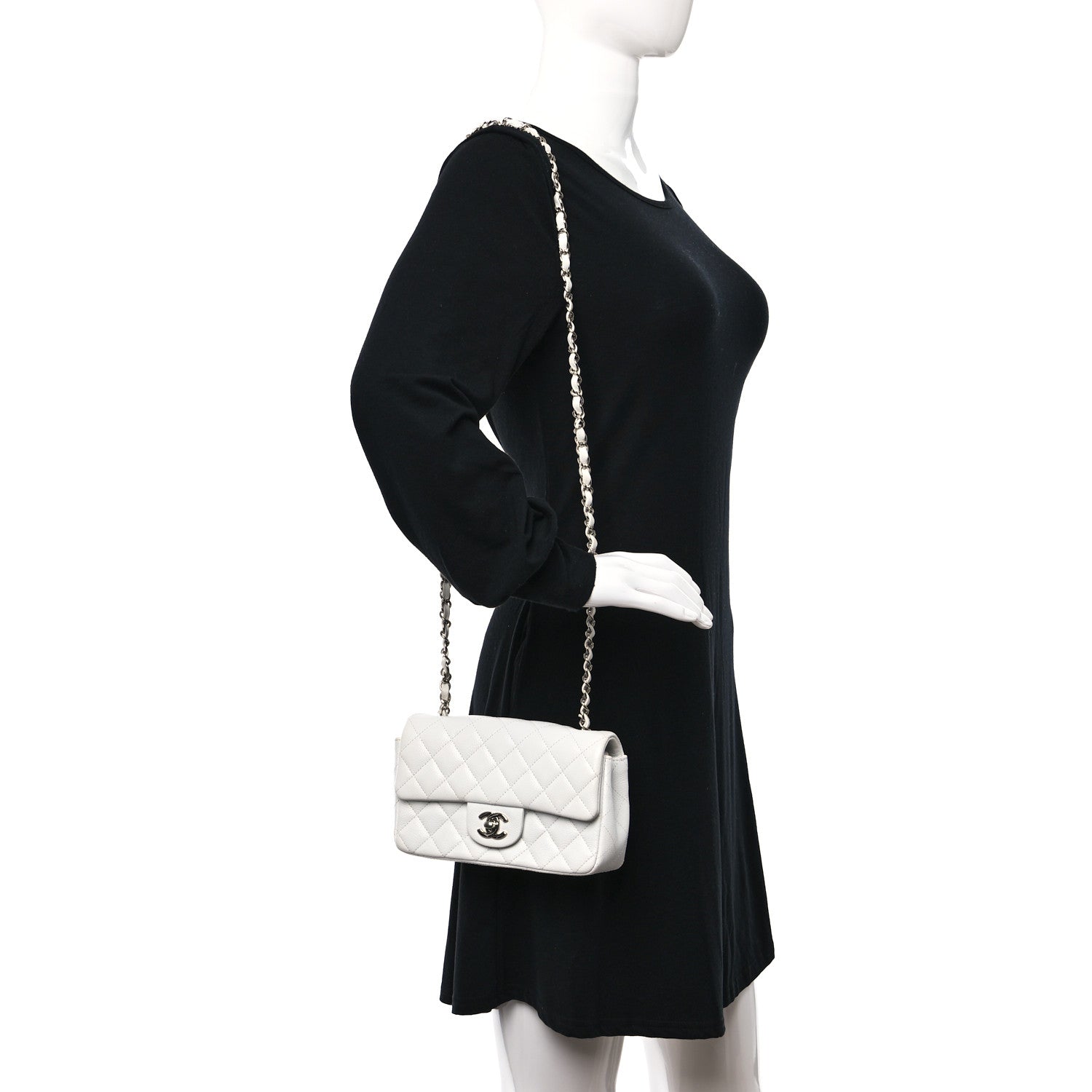 Chanel Caviar Quilted Mini Rectangular Flap White 2 of 12