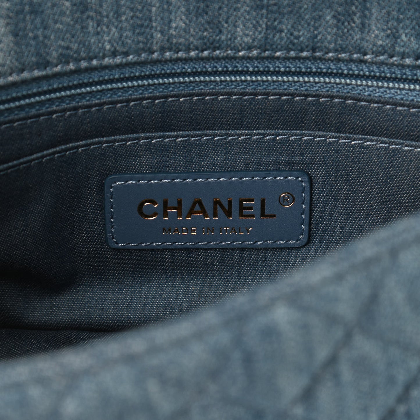 Denim Quilted Mini Pearl Crush Rectangular Flap Blue