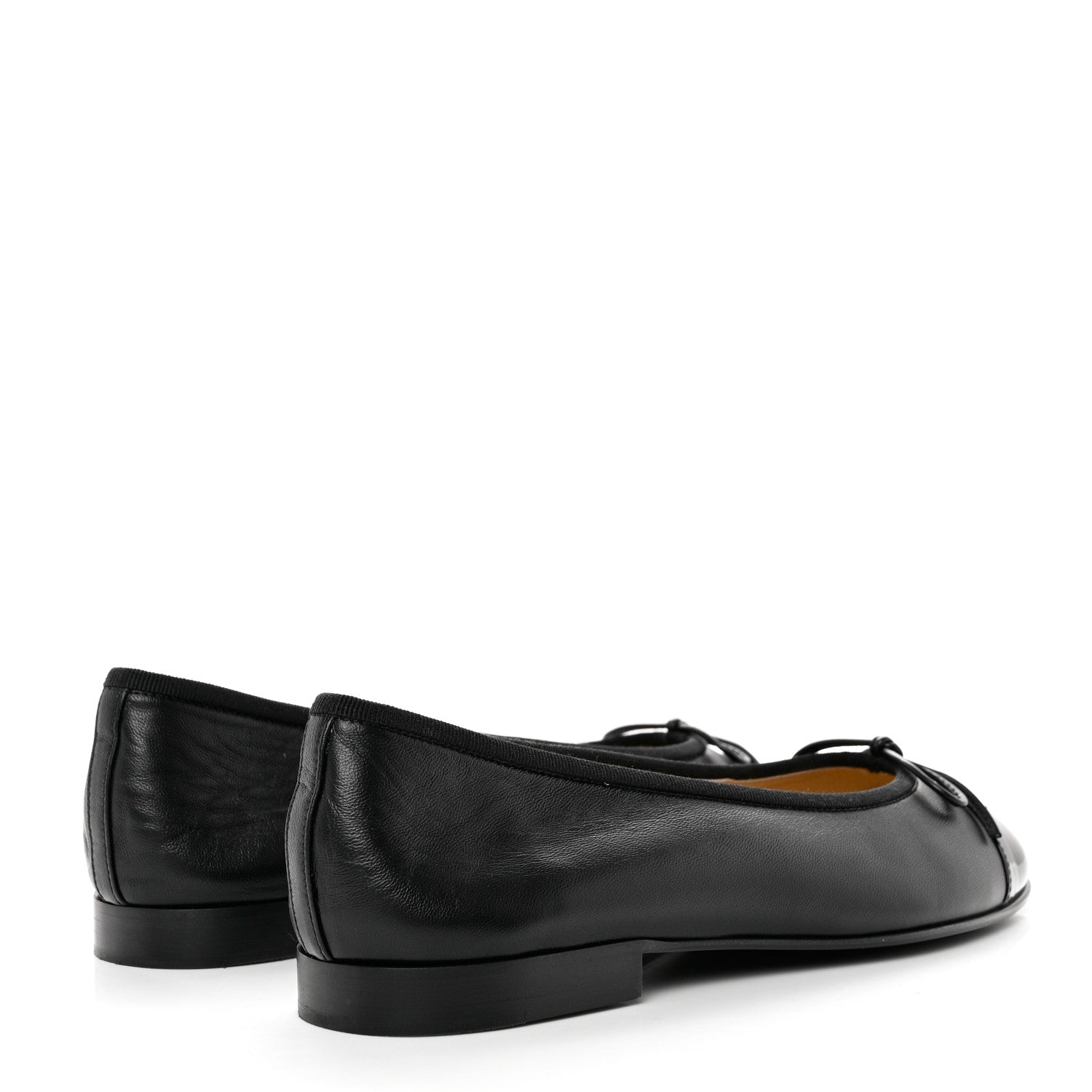 Chanel Lambskin Patent CC Cap Toe Ballerina Flats 38 Black 4 of 9
