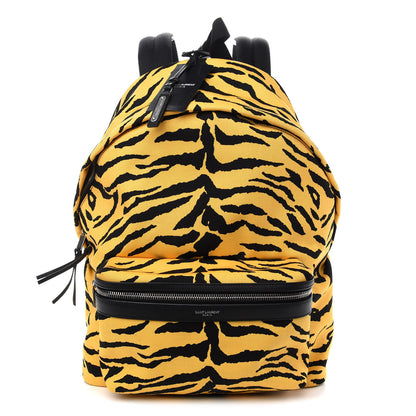 Saint Laurent Canvas Zebra Print City Backpack Yellow Black 1 of 8