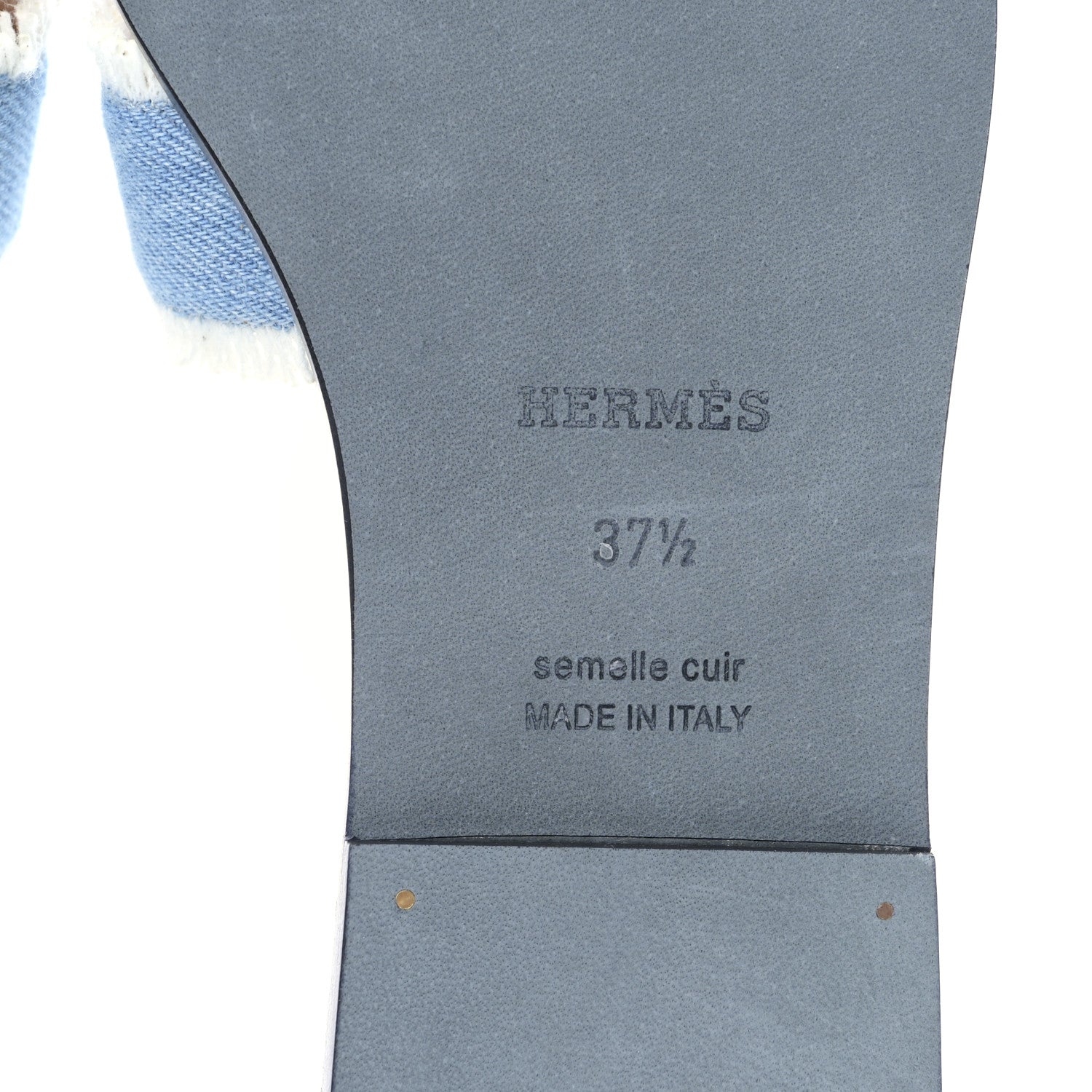Hermes Denim Oran Fringe Sandals 37.5 Bleu Clair 6 of 8