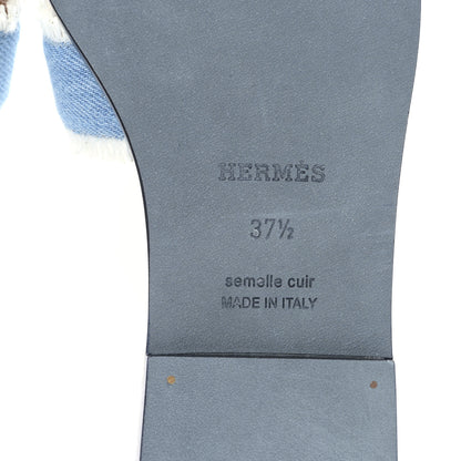 Hermes Denim Oran Fringe Sandals 37.5 Bleu Clair 6 of 8