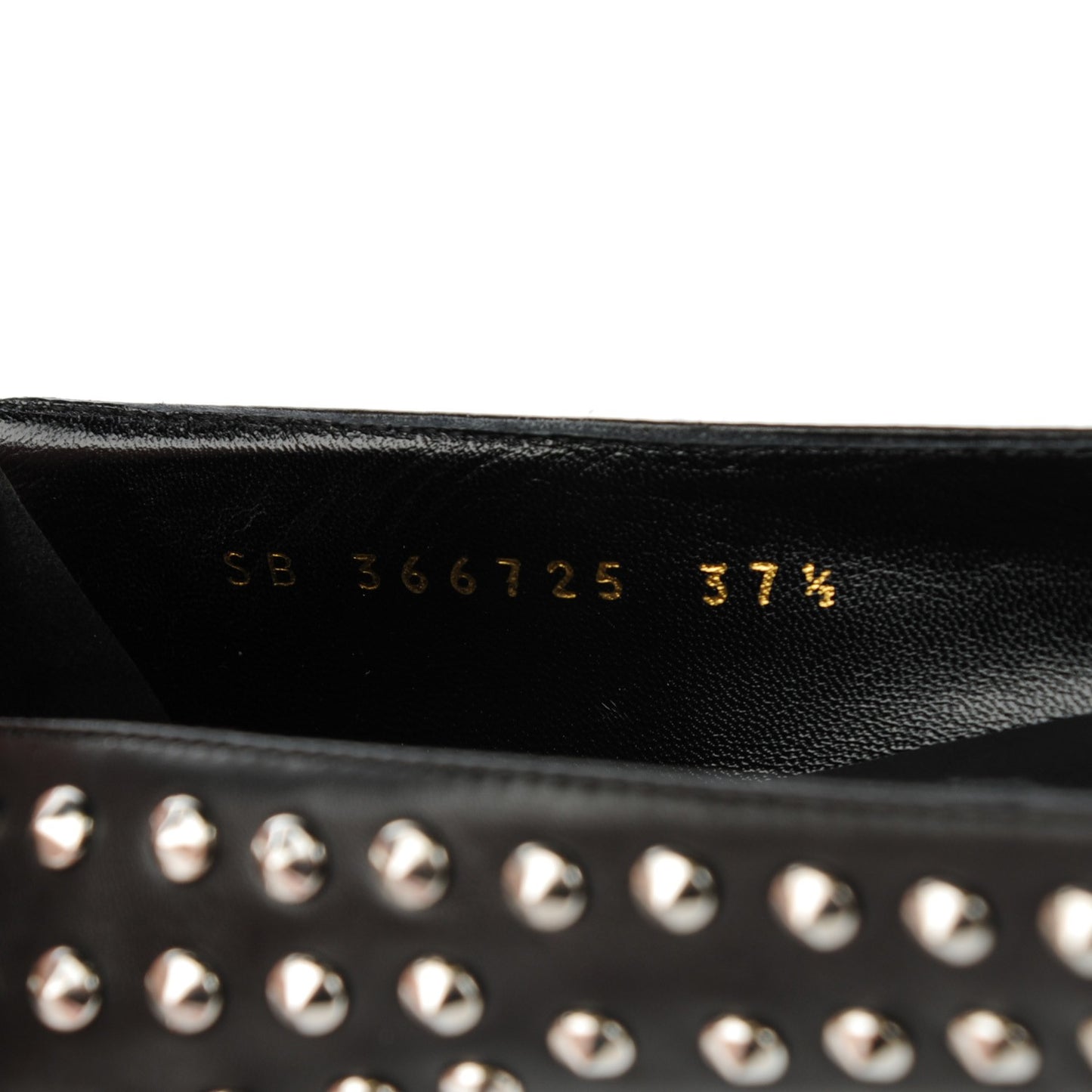 Smooth Calfskin Paris Studded Ankle Ballerina Flats 37.5 Black