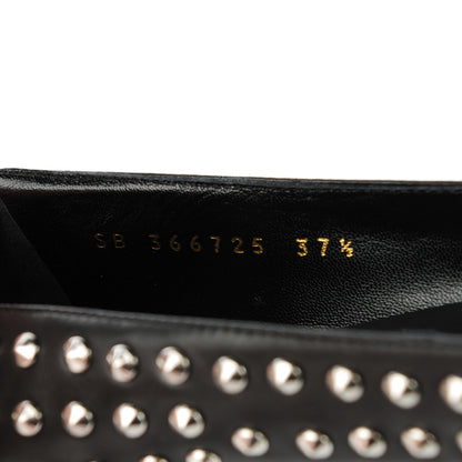 Saint Laurent Smooth Calfskin Paris Studded Ankle Ballerina Flats 37.5 Black 8 of 9