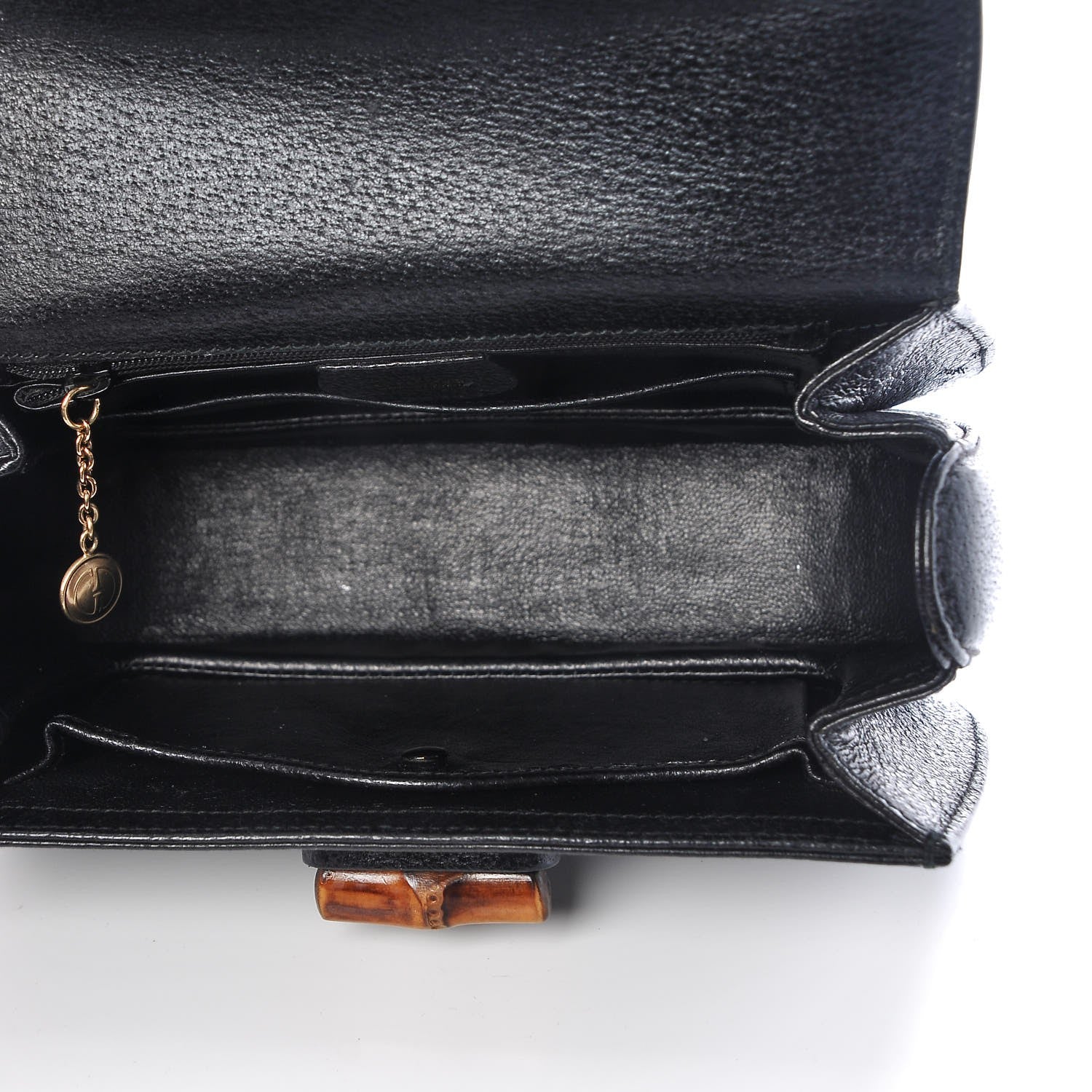 Gucci Calfskin Bamboo Small Top Handle Bag Black 5 of 7