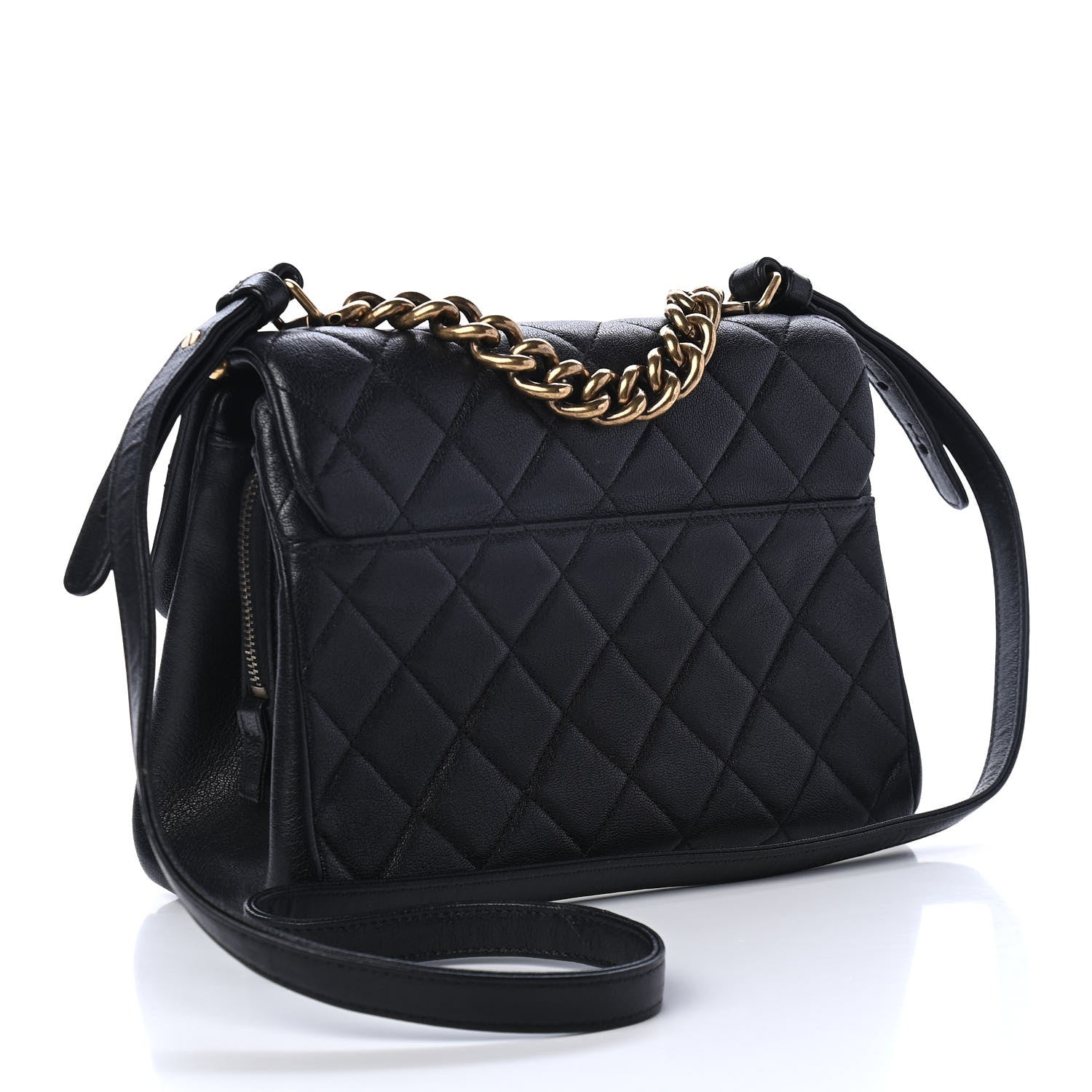 Chanel Shiny Sheepskin Quilted Small Trapezio Flap Black 2 of 4