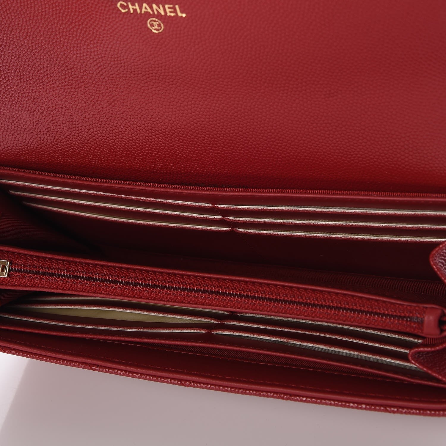Chanel Caviar Quilted Large Gusset Flap Wallet Dark Red 5 of 9