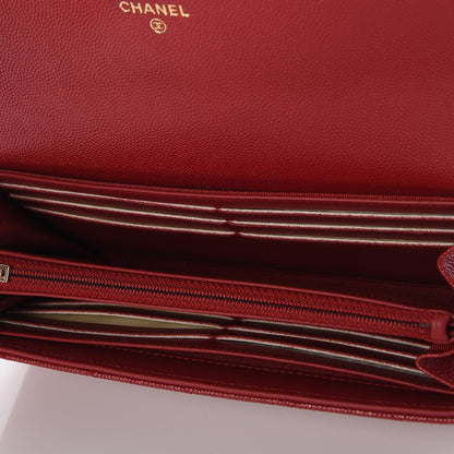Chanel Caviar Quilted Large Gusset Flap Wallet Dark Red 5 of 9