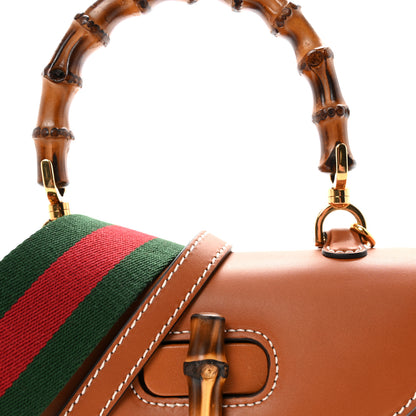 Gucci Boarded Dyana Lux Calfskin Web Small Bamboo 1947 Top Handle Bag Brown 7 of 9