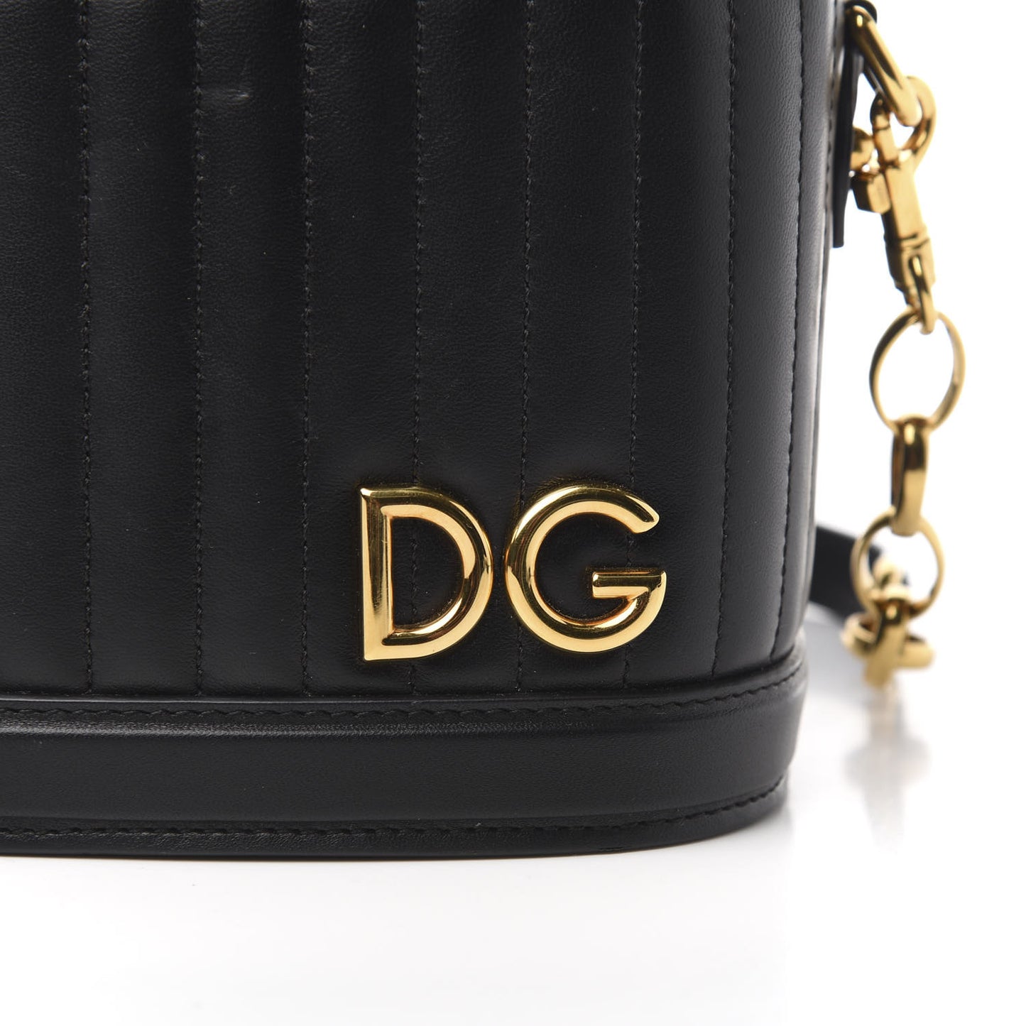 Nappa Quilted DG Girls Top Handle Bucket Bag Black
