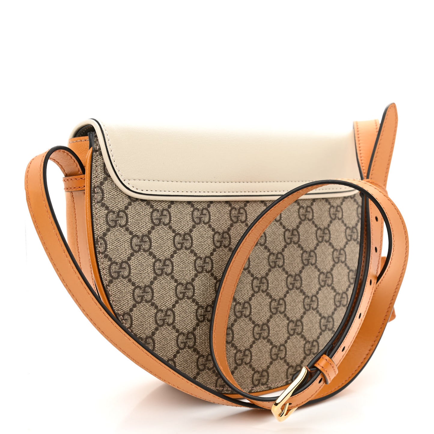 GG Supreme Monogram Calfskin Small Padlock Messenger Shoulder Bag Beige Mystic White Sun Oil