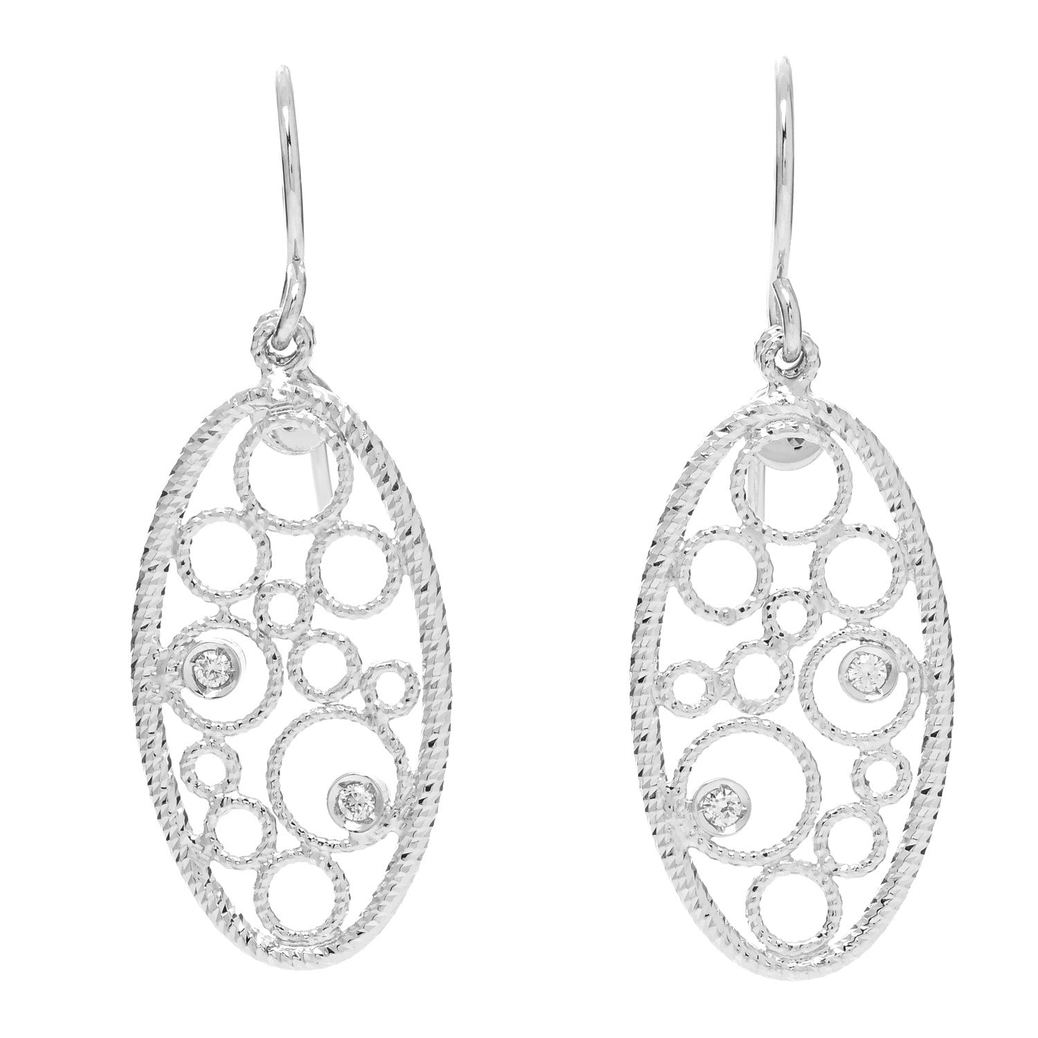 Roberto Coin 18K White Gold Diamond Bollicine Drop Earrings 1 of 4