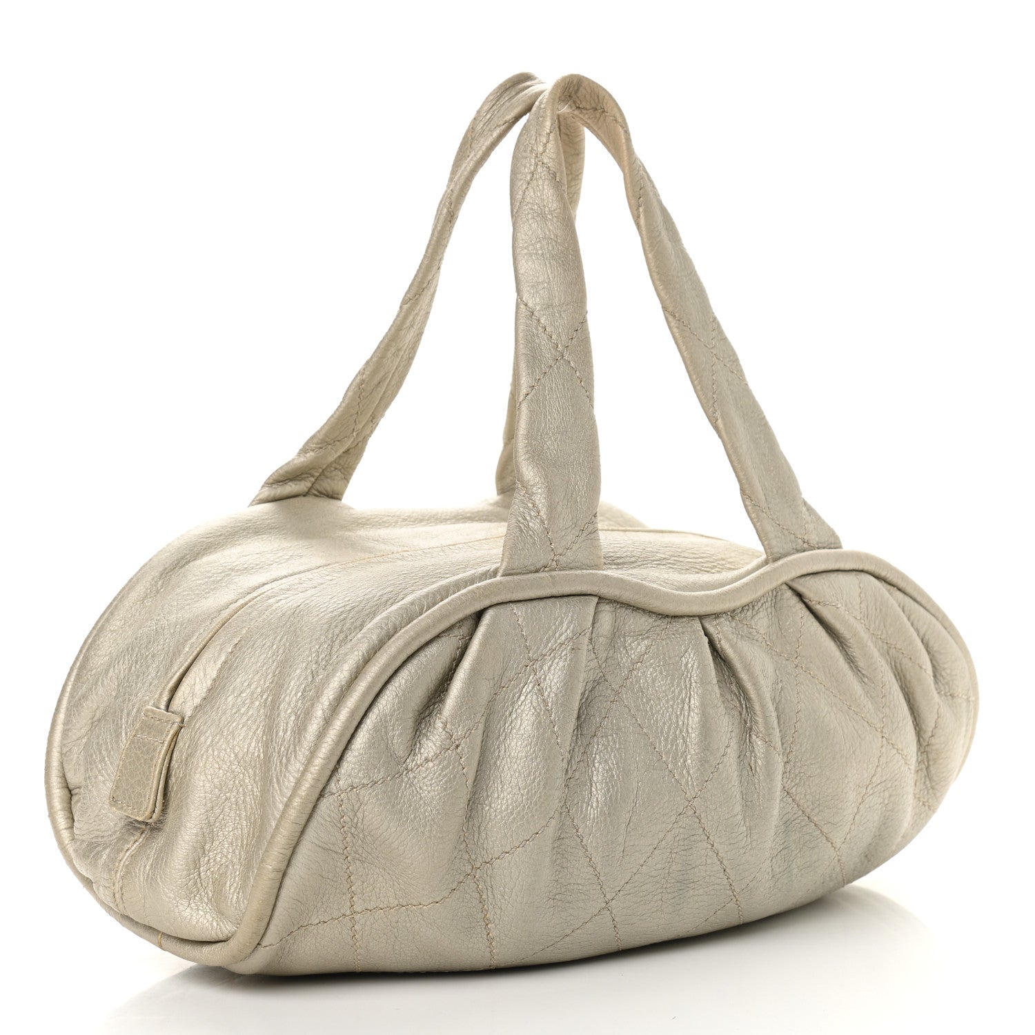 Chanel Metallic Deerskin Stitched Bowler Gold 3 of 12