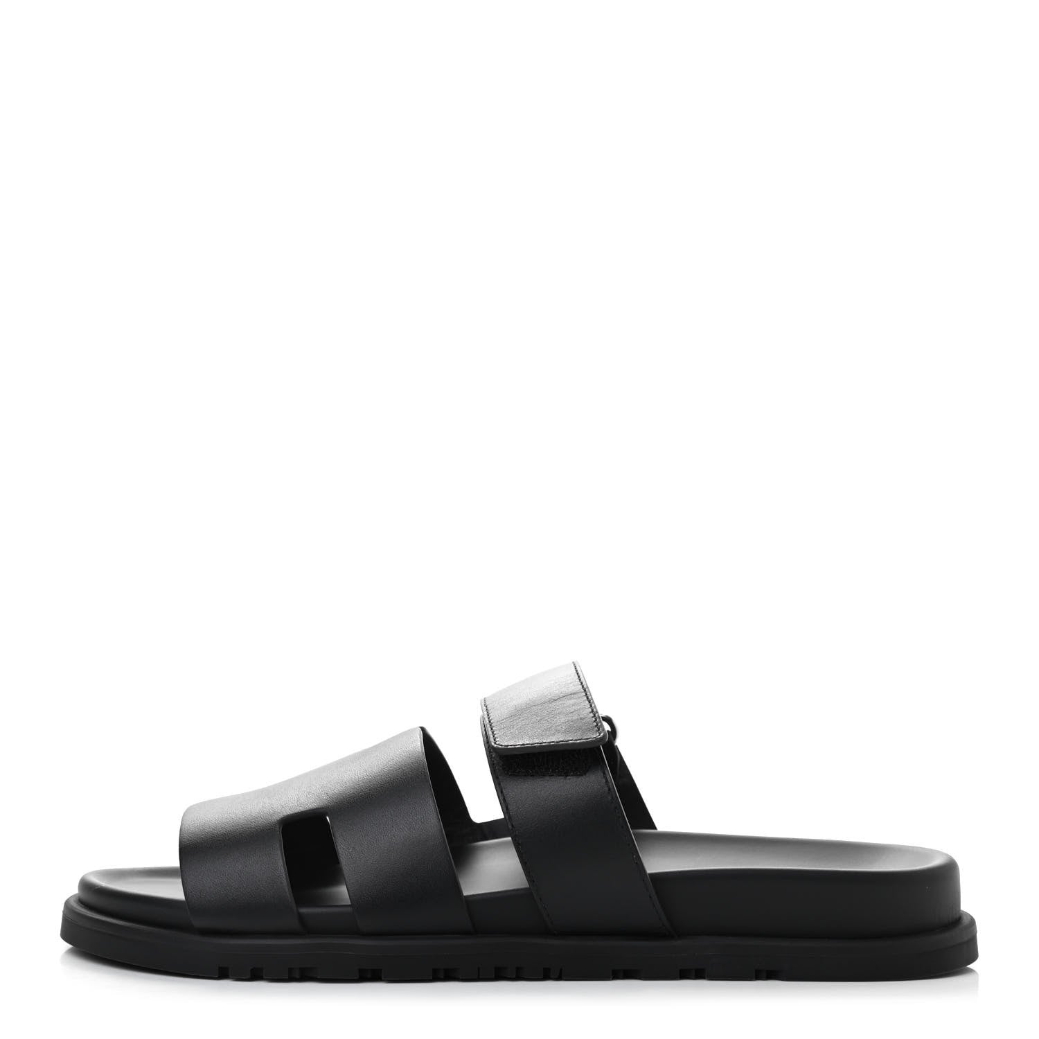 Hermes Calfskin Mens Chypre Sandals 43.5 Black 1 of 9