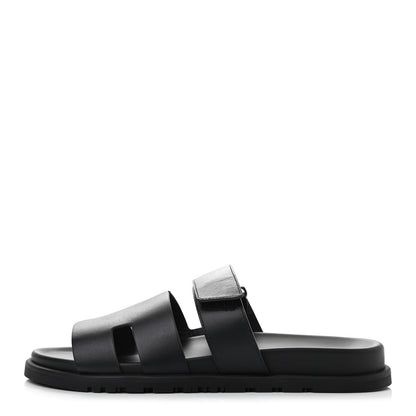 Hermes Calfskin Mens Chypre Sandals 43.5 Black 1 of 9