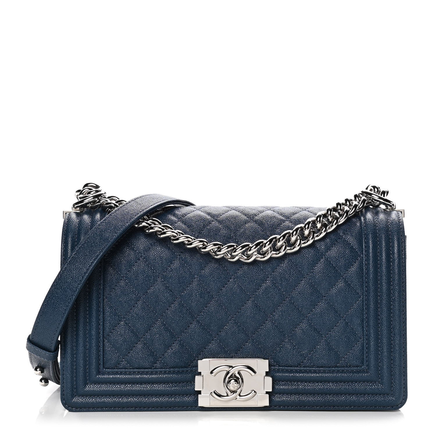 Chanel Iridescent Caviar Quilted Medium Boy Flap Blue 1 of 13