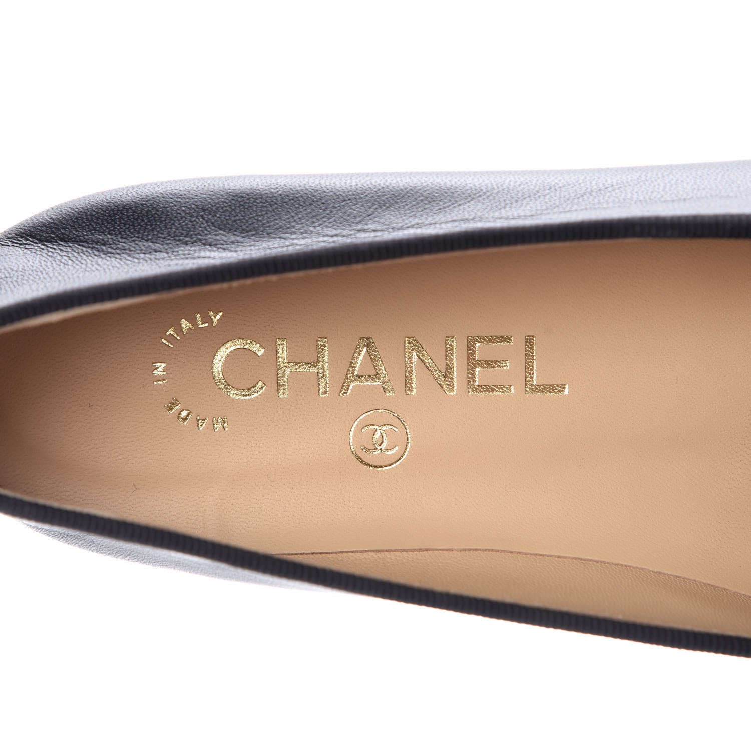 Chanel Lambskin Patent Cap Toe Ballerina Flats 37.5 Black 7 of 9