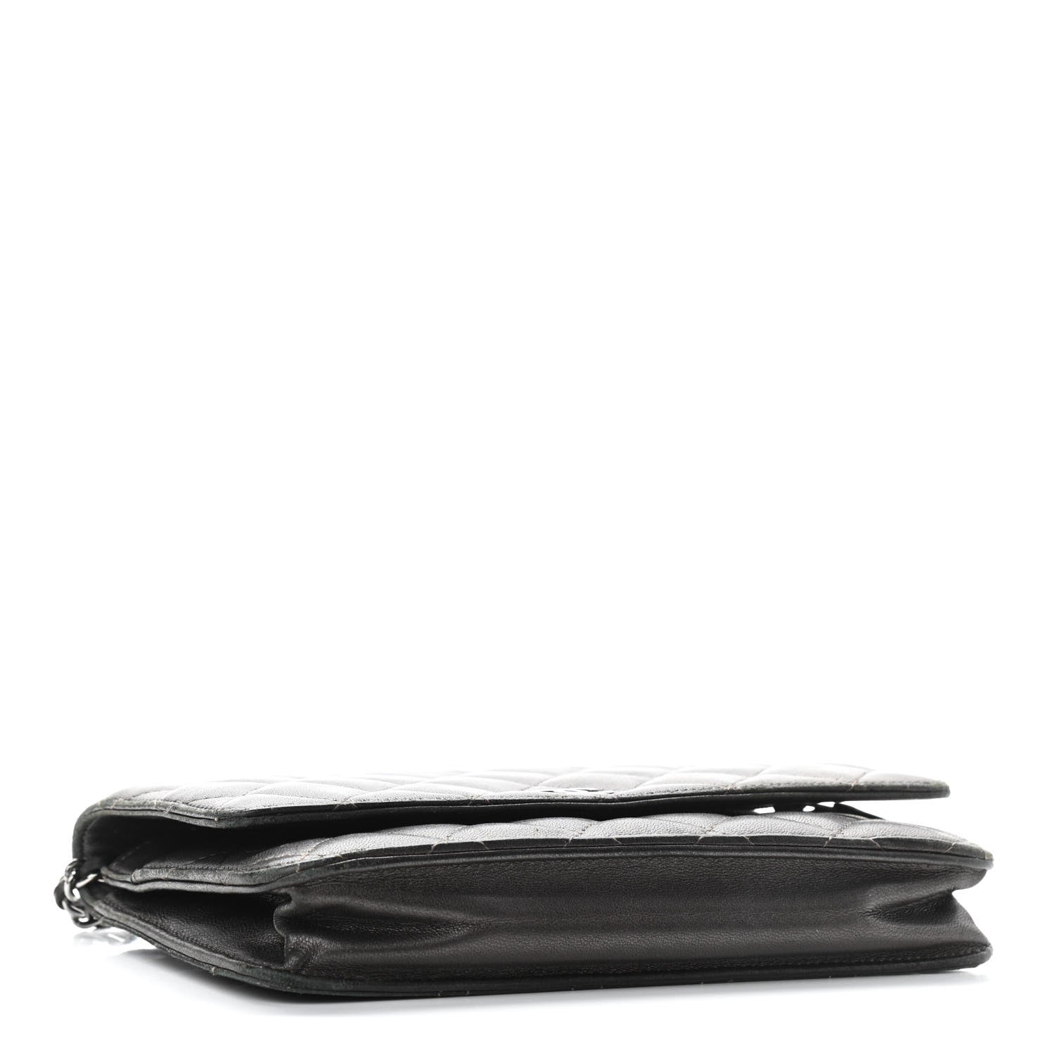 Chanel Metallic Lambskin Quilted Wallet On Chain WOC Dark Grey 3 of 12