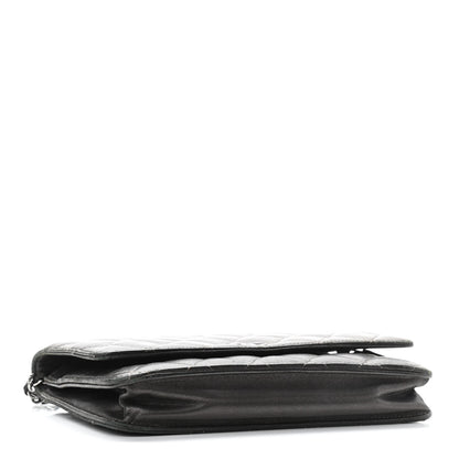 Chanel Metallic Lambskin Quilted Wallet On Chain WOC Dark Grey 3 of 12