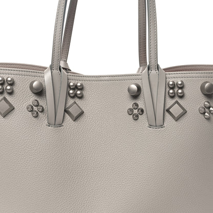 Christian Louboutin Calfskin Empire Spike Studded East West Cabata Tote Light Grey 9 of 11