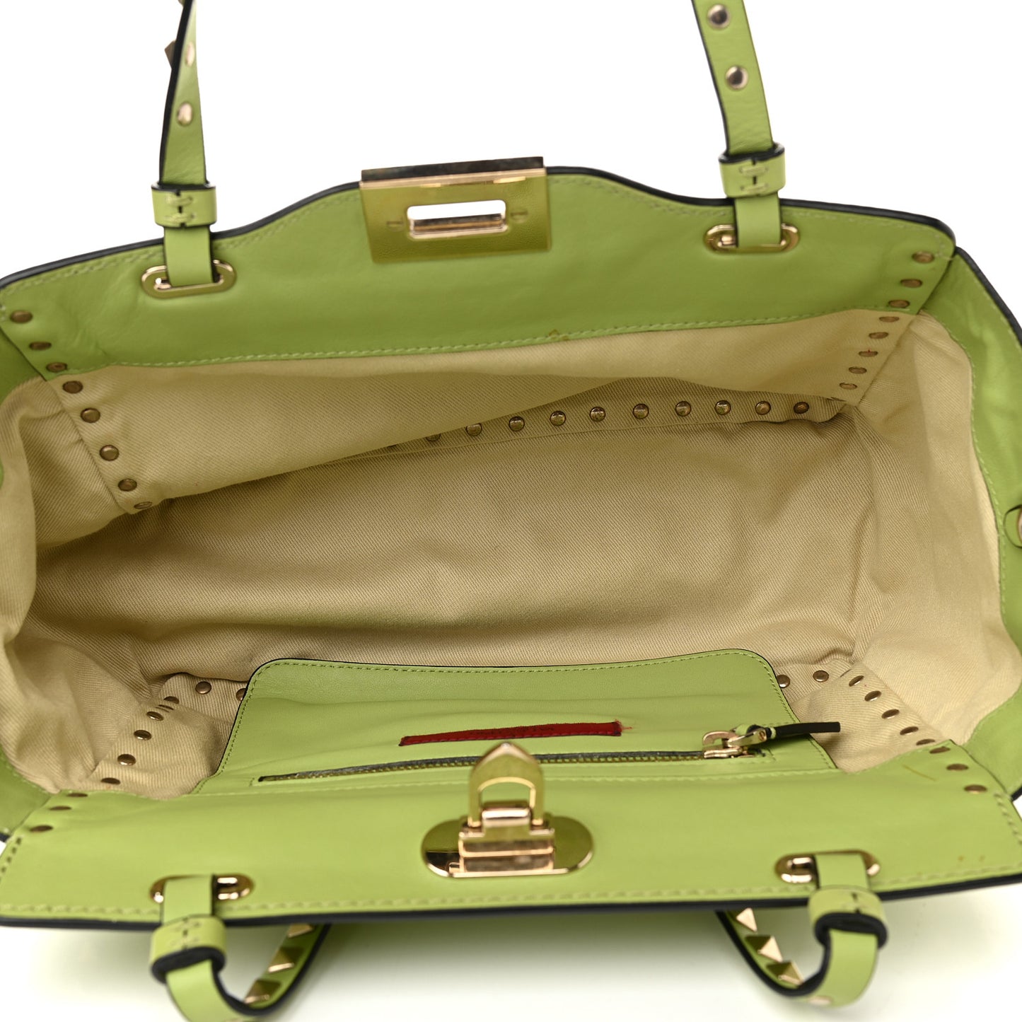 Vitello Small Rockstud Tote Apple