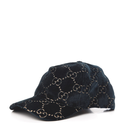 Gucci Velvet GG Monogram Baseball Hat L Blue 1 of 7