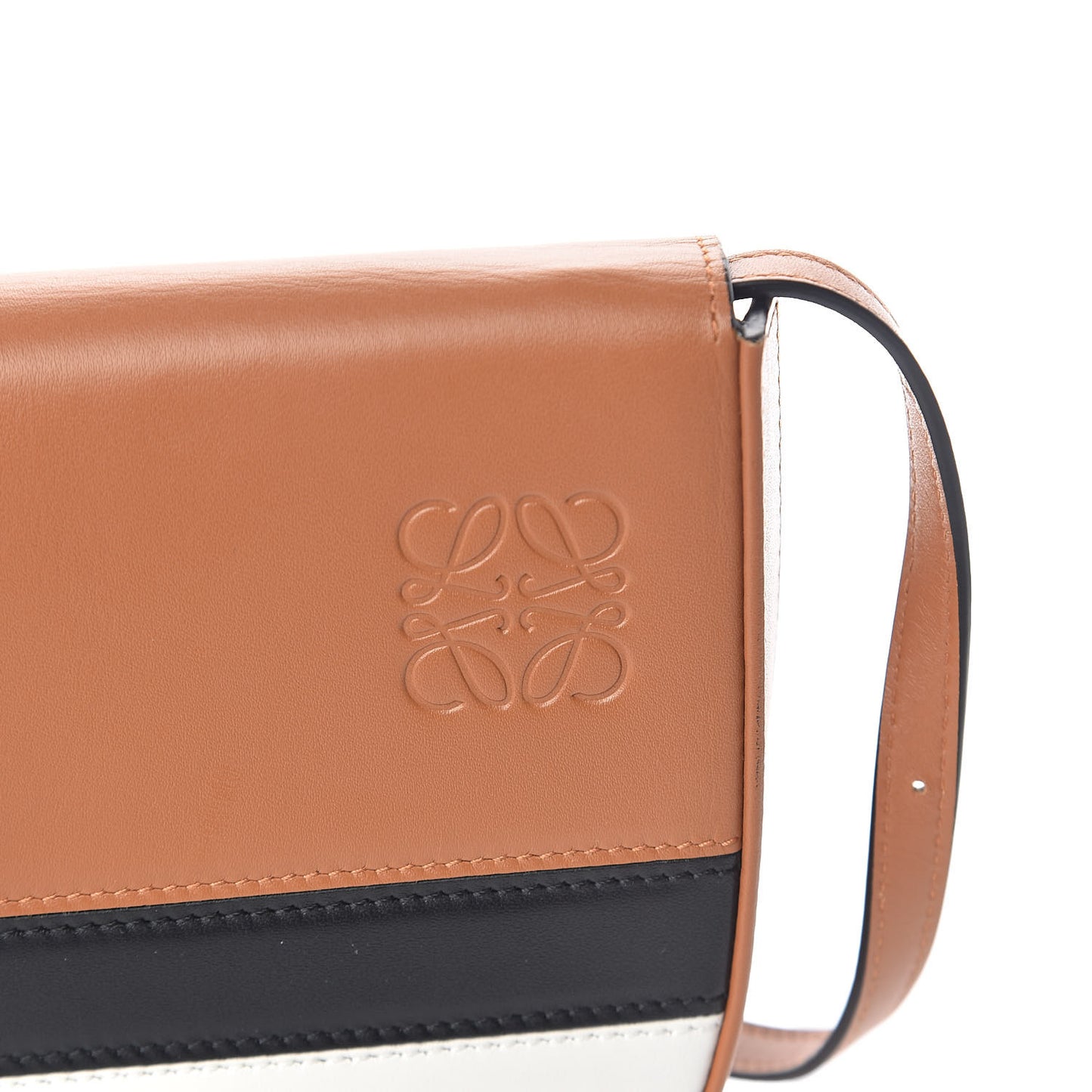 Calfskin Marine Stripe Mini Heel Shoulder Bag Tan