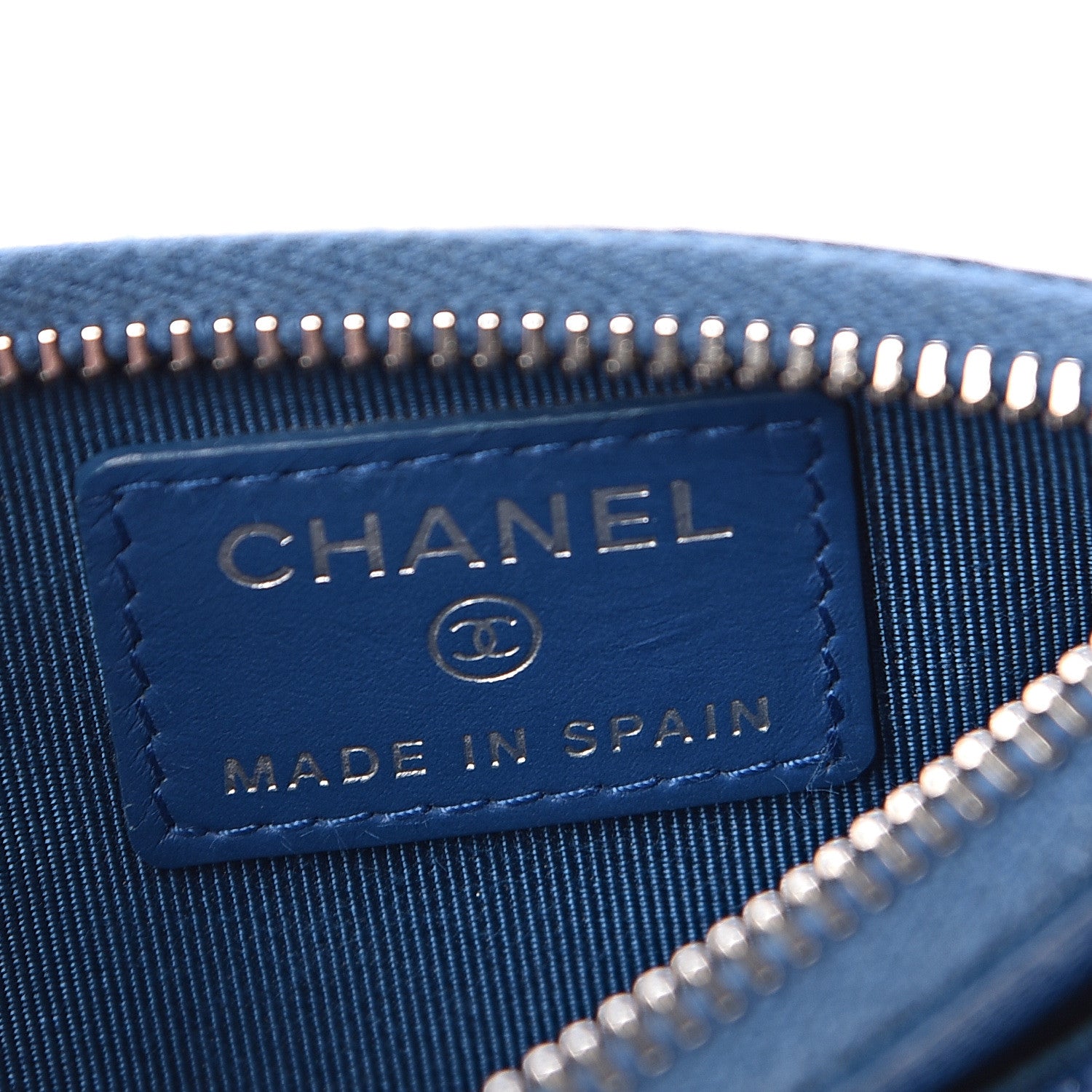 Chanel Caviar Chevron Quilted CC Zip Card Holder Blue 6 of 12