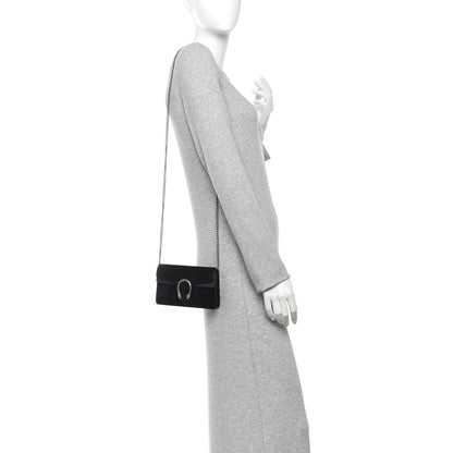 Gucci Suede Super Mini Dionysus Shoulder Bag Black 2 of 11