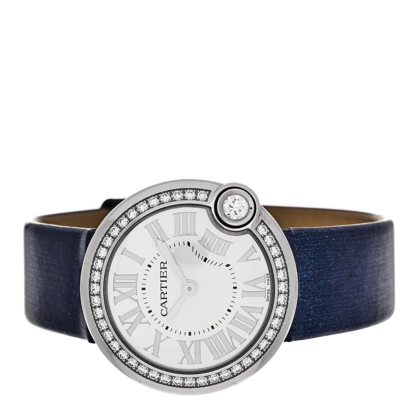 Stainless Steel Satin Diamond Bezel 30mm Ballon Blanc De Cartier Quartz Watch