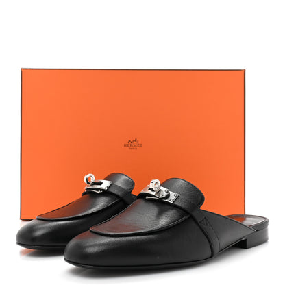 Hermes Goatskin Oz Mules 38 Black 9 of 9