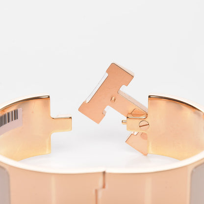 Hermes Enamel Wide Clic Clac H Bracelet PM Beige Rose 4 of 5