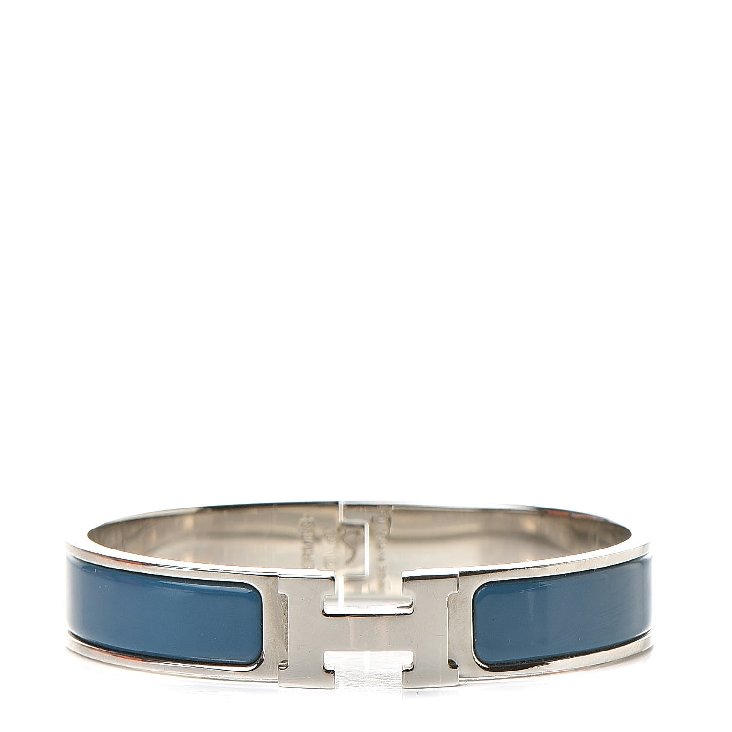 Hermes Enamel Narrow Clic Clac H Bracelet GM Bleu Indien 1 of 5