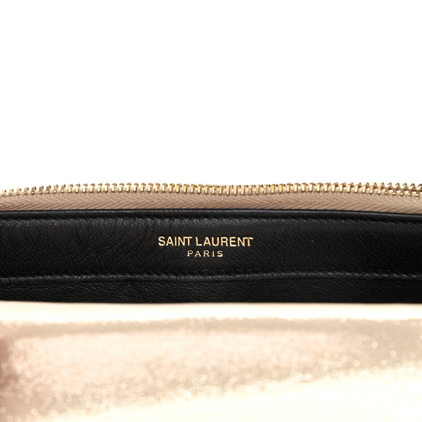 Metallic Fabric Monogram Envelope Chain Wallet Champagne