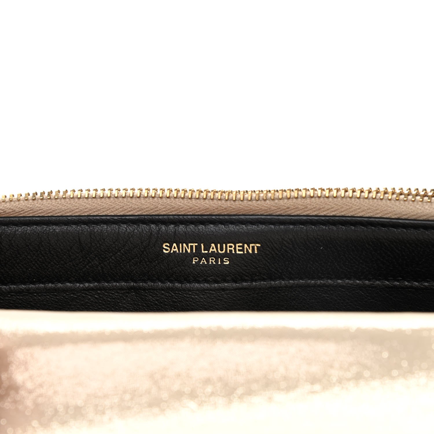 Saint Laurent Metallic Fabric Monogram Envelope Chain Wallet Champagne 6 of 12