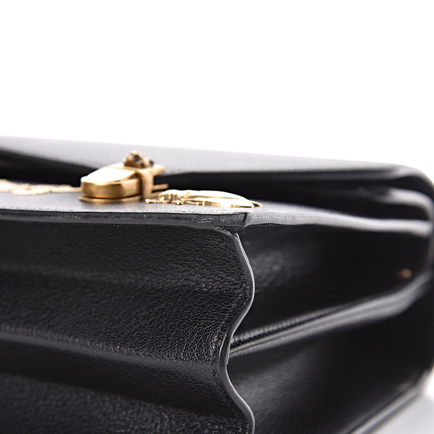 Calfskin Snakeskin Studded Medium Ottilia Top Handle Bag Black
