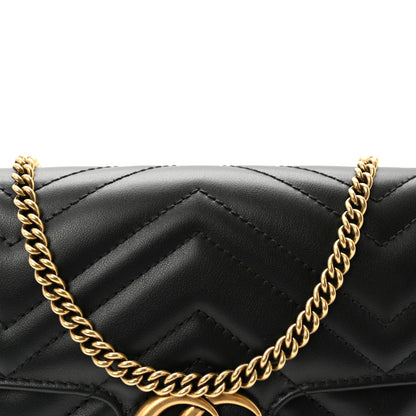 Gucci Calfskin Matelasse Mini GG Marmont Shoulder Bag With Case Black White 8 of 10