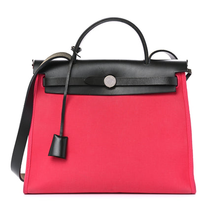 Hermes Vache Hunter Toile Herbag Zip 31 PM Rose Extreme Black 1 of 14