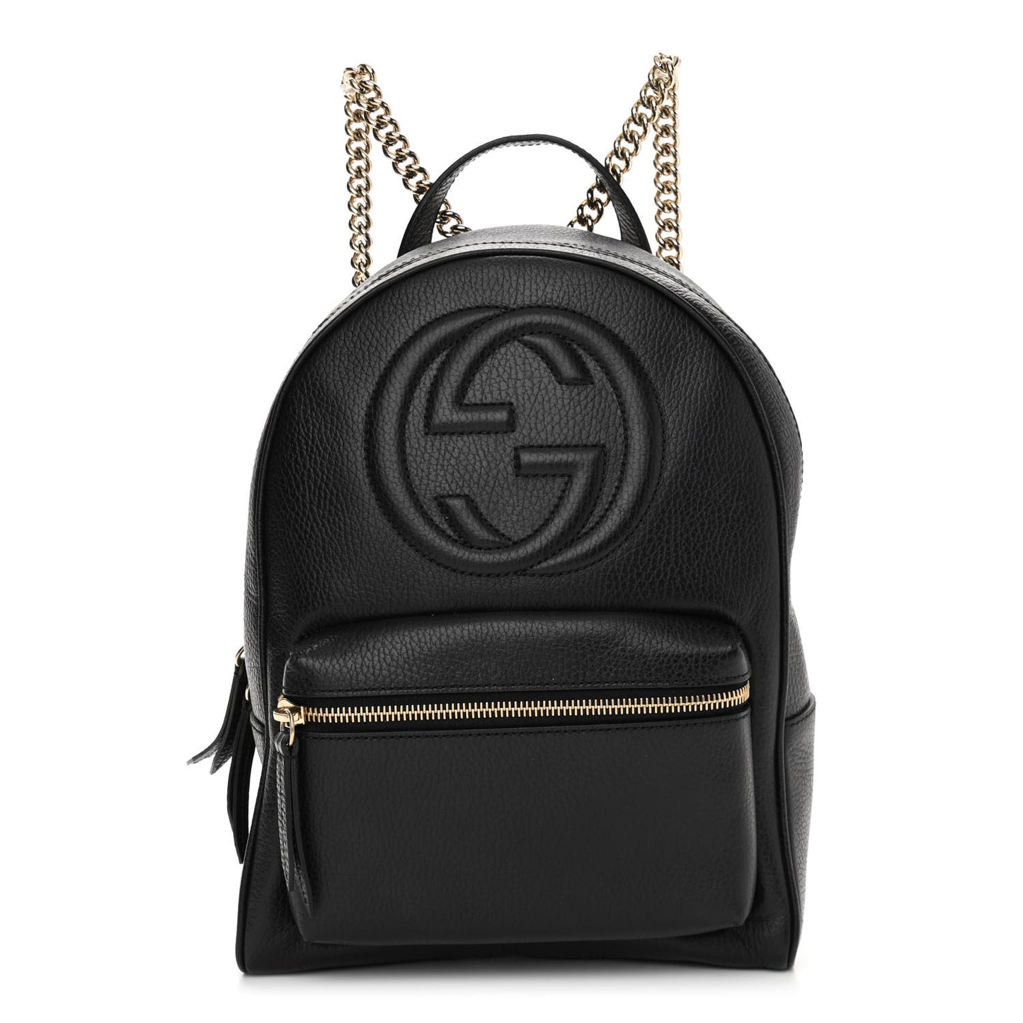 Pebbled Calfskin Soho Chain Backpack Black