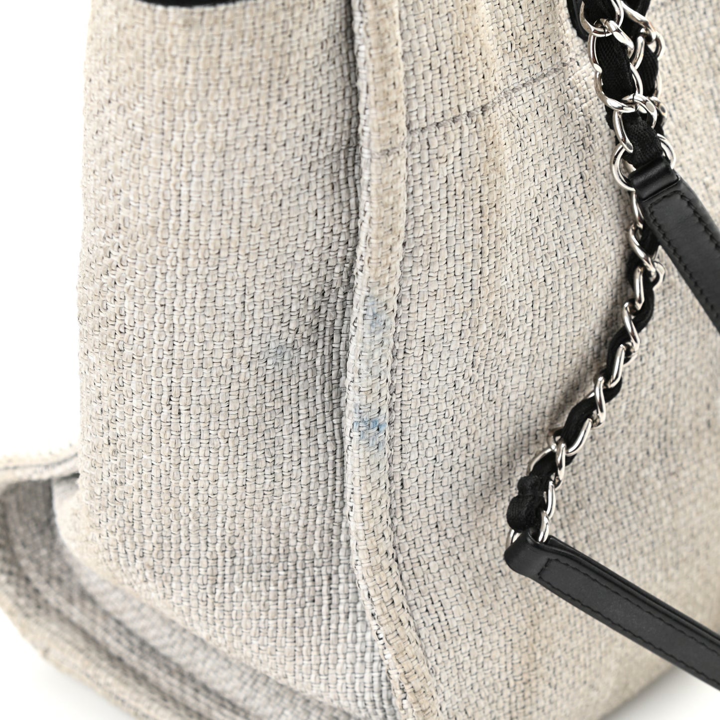 Woven Straw Raffia Small Deauville Tote Grey